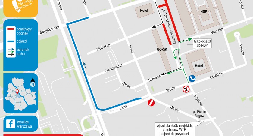 Schemat zmian w ruchu ulicznym. Źródło: um.warszawa.pl