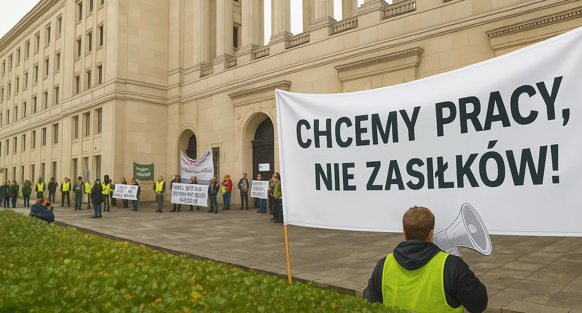 Aktualnosci , „Chcemy pracy zasiłków!” rolnicy protestują przed Ministerstwem Rolnictwa - zdjęcie, fotografia