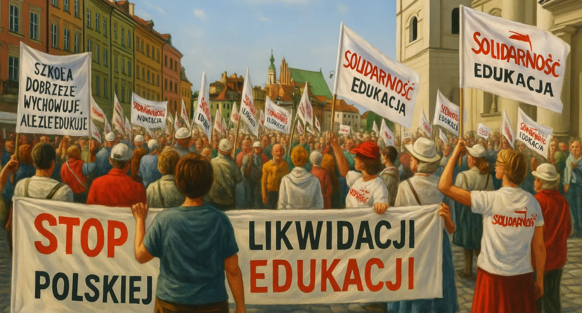 Szkolnictwo i Edukacja, Nauczyciele wyszli ulice Wielki protest Warszawie - zdjęcie, fotografia
