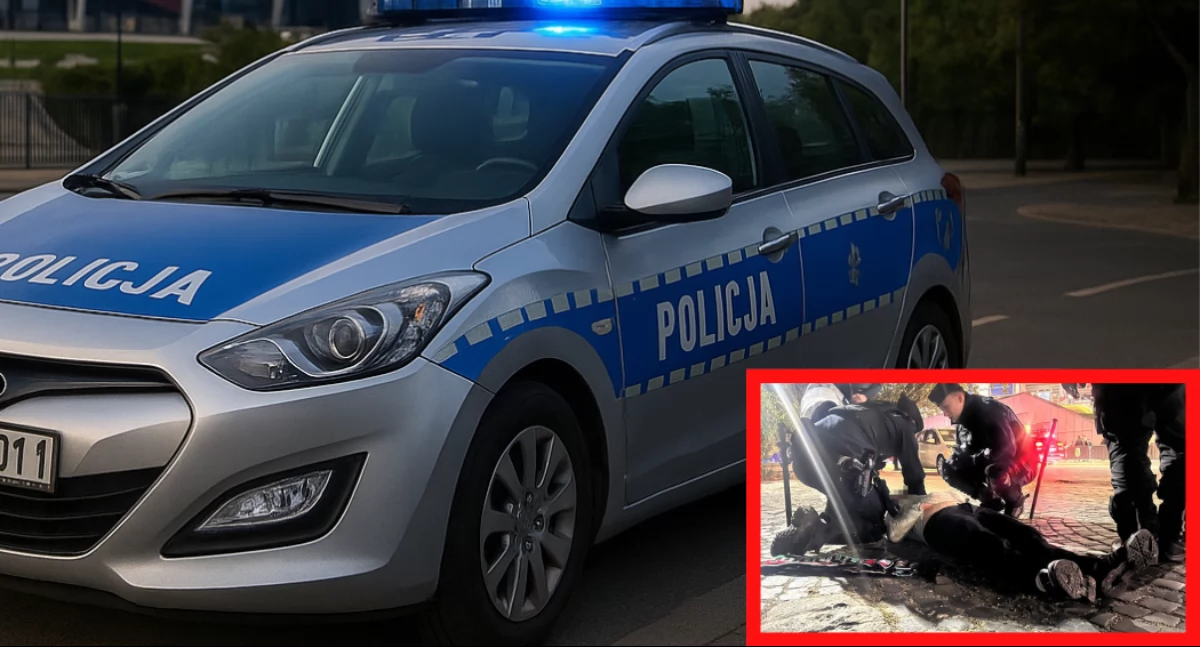 Działania służb, Policjanci uratowali kibica poważnym urazem głowy - zdjęcie, fotografia