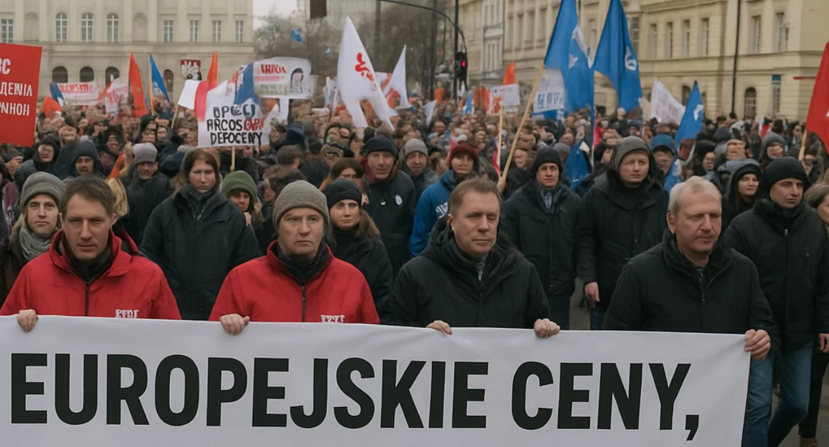 Aktualnosci , Marsz Niezadowolenia Warszawie Związkowcy „Mamy europejskie europejskie pensje” - zdjęcie, fotografia