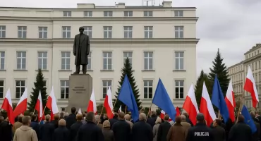 Marsz Grzegorza Brauna przeciw imigrantom. Spalona flaga UPA i antyukraińskie hasła